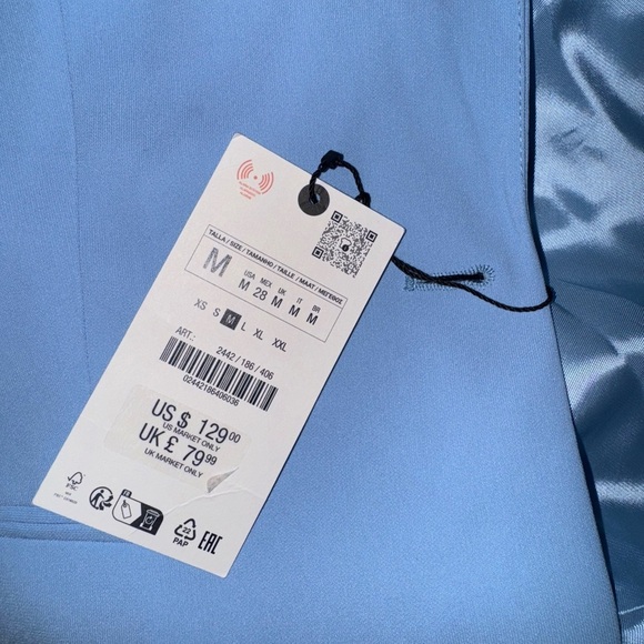 Zara Sky Blue Tailored Jacket - Picture 7 of 7